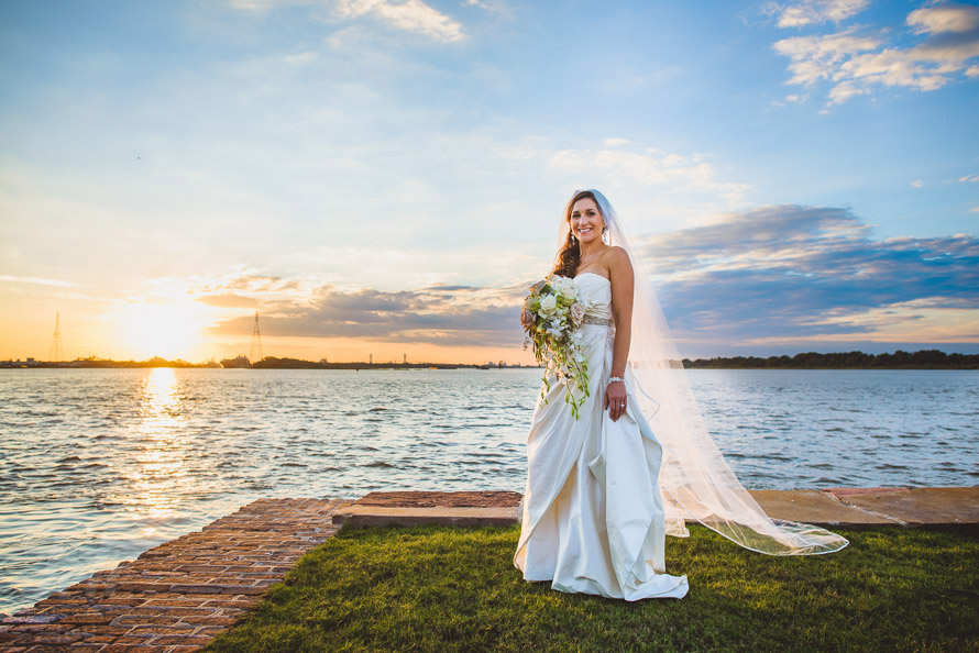 Bride at sunset