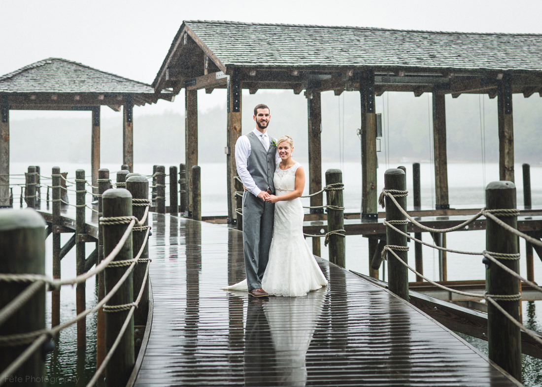 Wedding photo in the rain