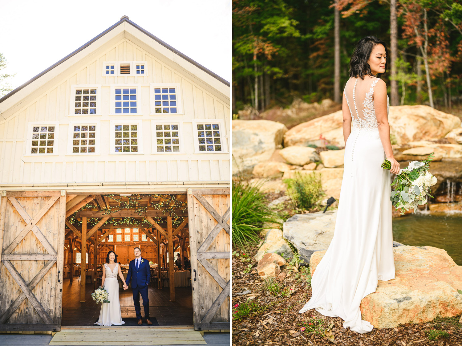 Picture of wedding couple at barn at Union Grove Farm